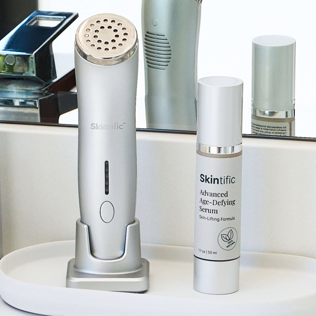 Rejuvenating LED Therapy Wand in use